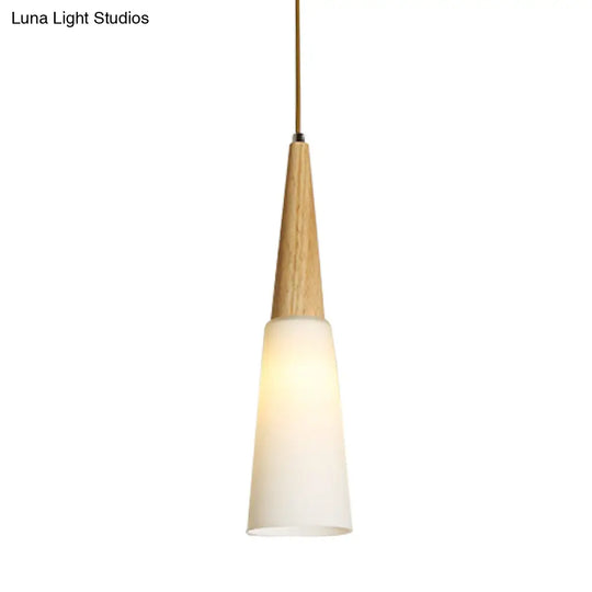 Opal Glass Slim Cone Pendant Light In White - Simple Style For Corridor/Hanging Lamp