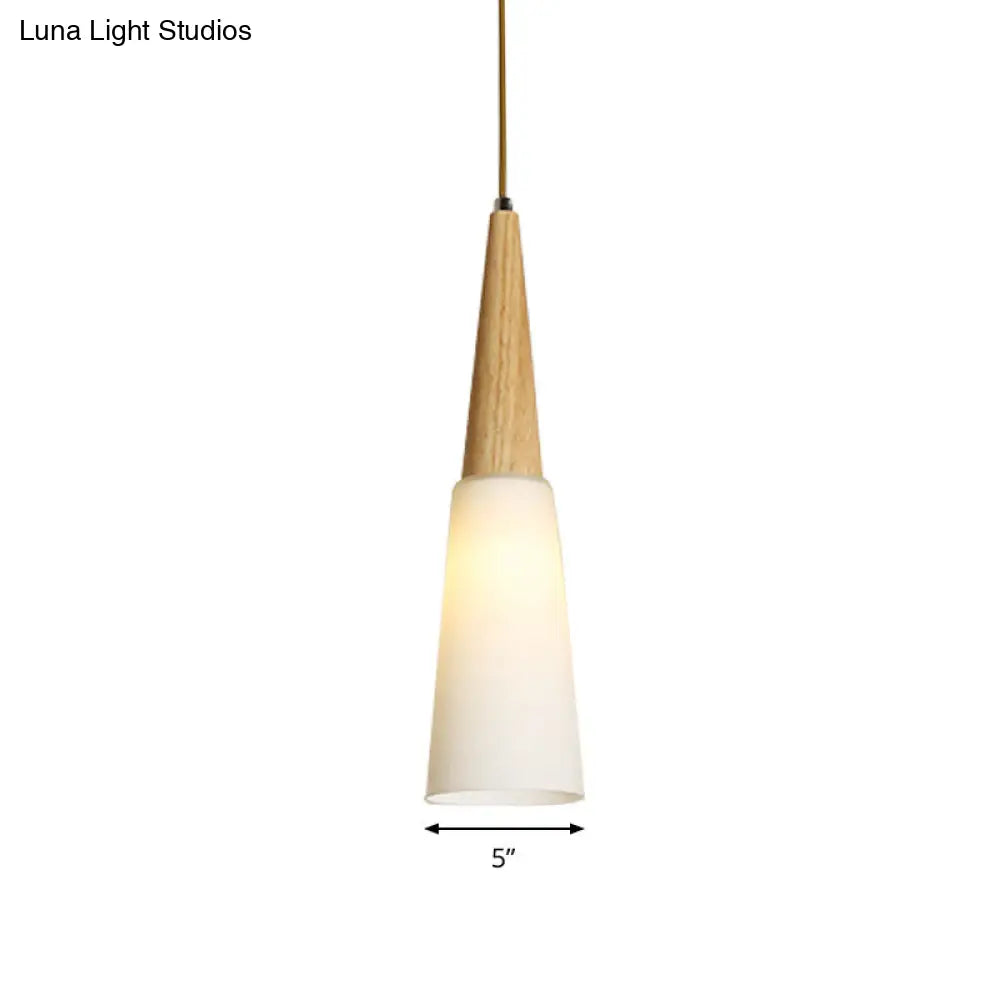 Opal Glass Slim Cone Pendant Light In White - Simple Style For Corridor/Hanging Lamp