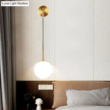 Opal Glass Spherical Wall Lamp: Simplistic 1-Bulb Light Fixture For Bedroom