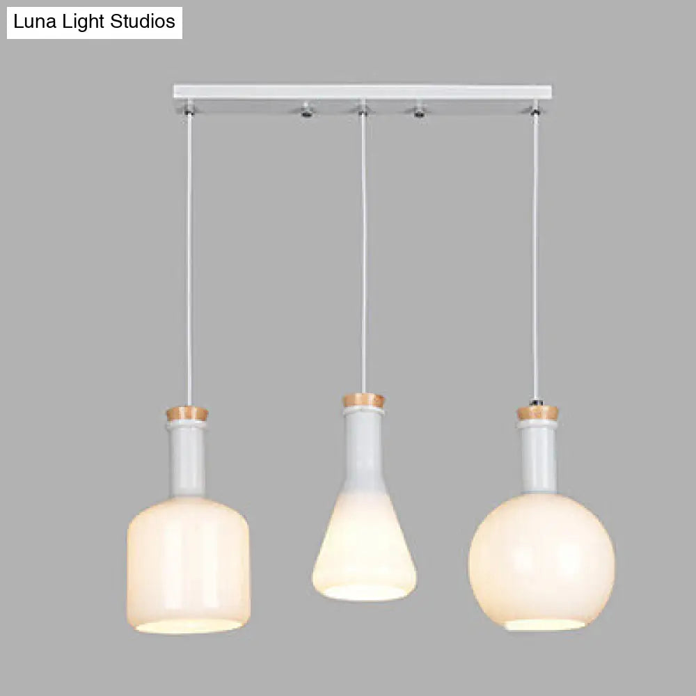 Opal Glass Triple Pendant Light Fixture - Modern Hanging Lamp With Multi-Light Design And Elegant