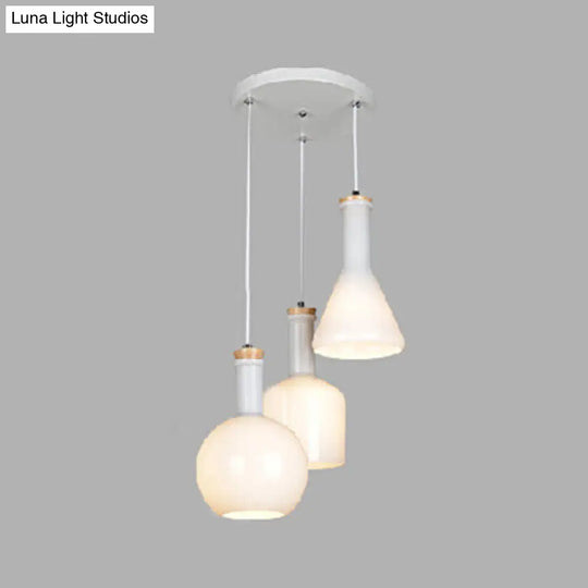 Opal Glass Triple Pendant Light Fixture - Modern Hanging Lamp With Multi-Light Design And Elegant