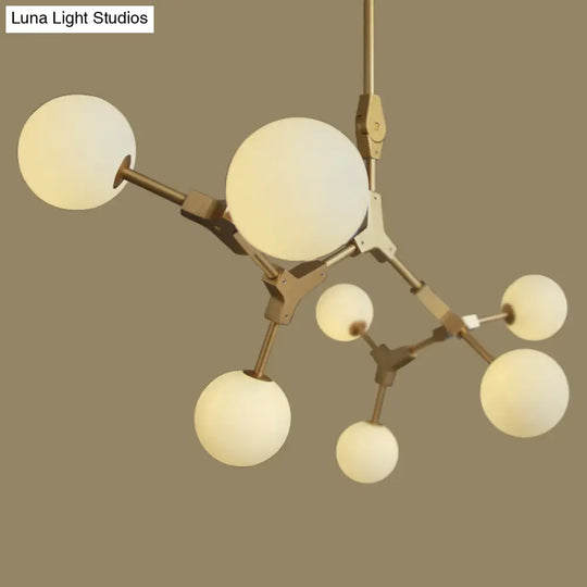 Opal Orb Glass Hanging Chandelier - Modern Molecular Design 3/5/7 Lights Gold