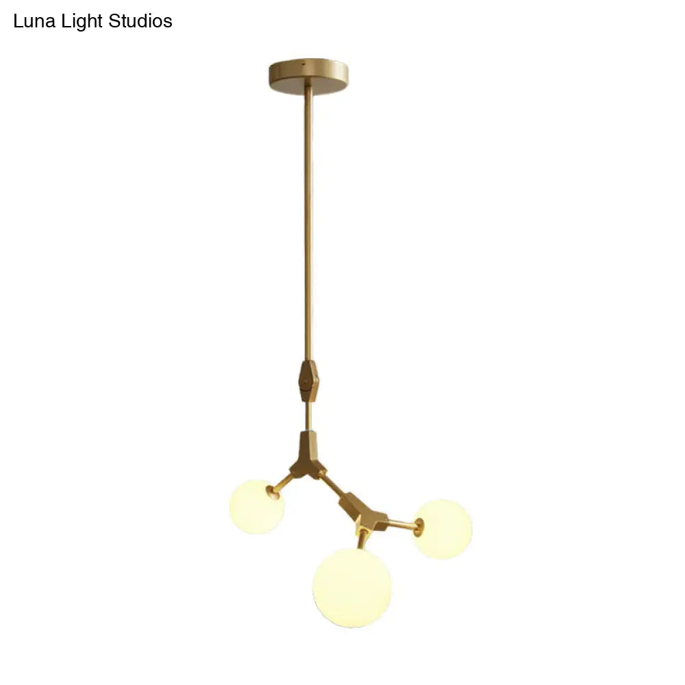 Post-Modern Glass Chandelier In Gold - Molecular Opal Orb 3/5/7 Lights Ideal For Hanging The Sitting