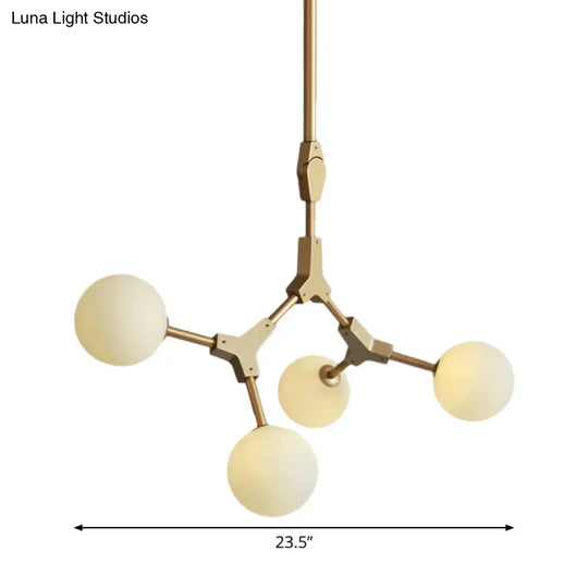 Opal Orb Glass Hanging Chandelier - Modern Molecular Design 3/5/7 Lights Gold