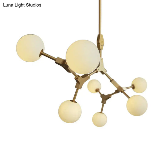 Post-Modern Glass Chandelier In Gold - Molecular Opal Orb 3/5/7 Lights Ideal For Hanging The Sitting