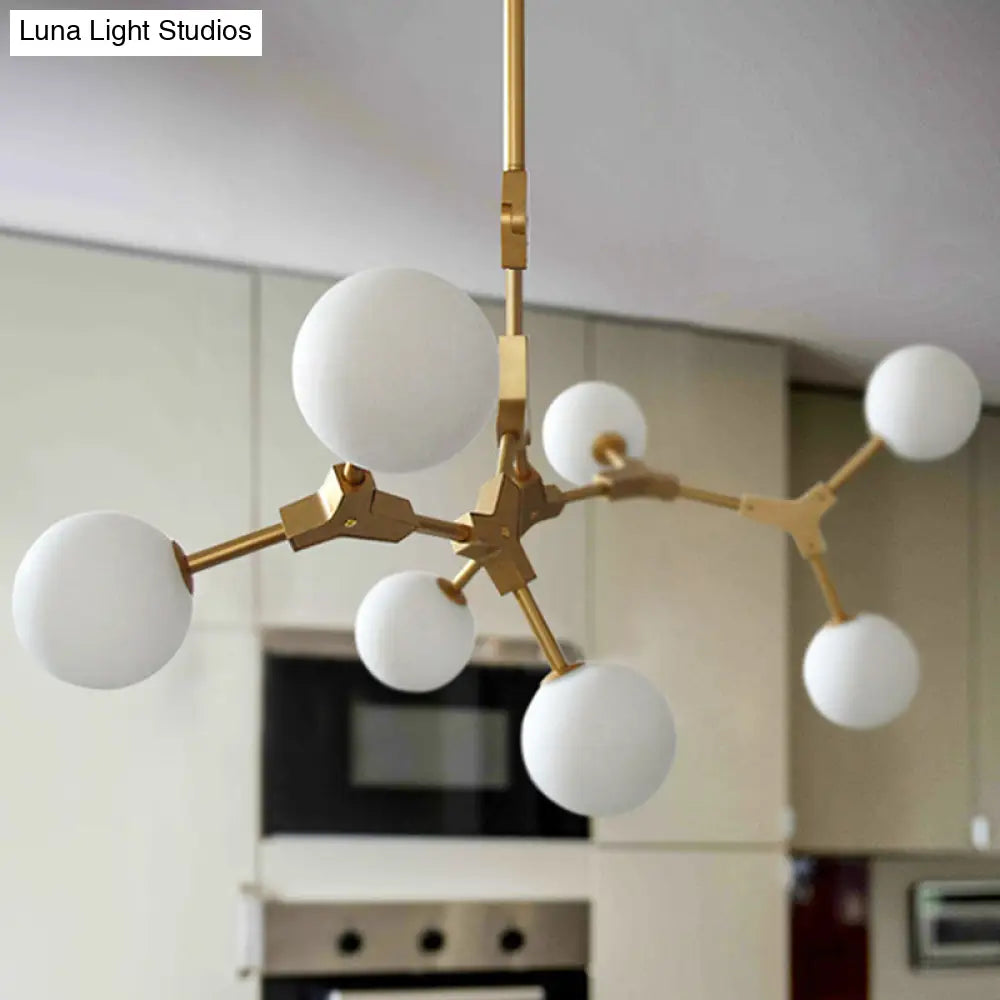 Post-Modern Glass Chandelier In Gold - Molecular Opal Orb 3/5/7 Lights Ideal For Hanging The Sitting