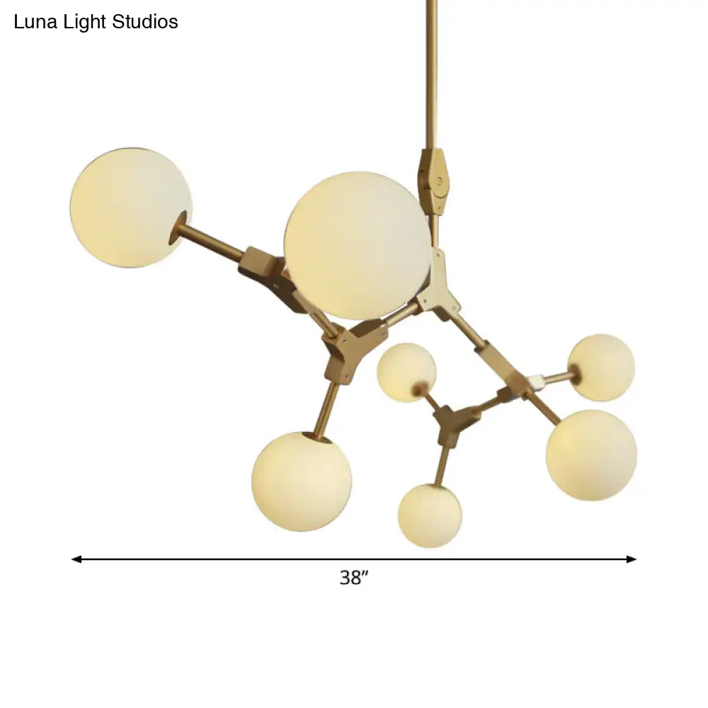 Post-Modern Glass Chandelier In Gold - Molecular Opal Orb 3/5/7 Lights Ideal For Hanging The Sitting