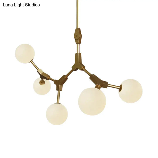 Opal Orb Glass Hanging Chandelier - Modern Molecular Design 3/5/7 Lights Gold