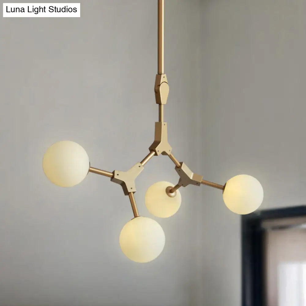 Post-Modern Glass Chandelier In Gold - Molecular Opal Orb 3/5/7 Lights Ideal For Hanging The Sitting