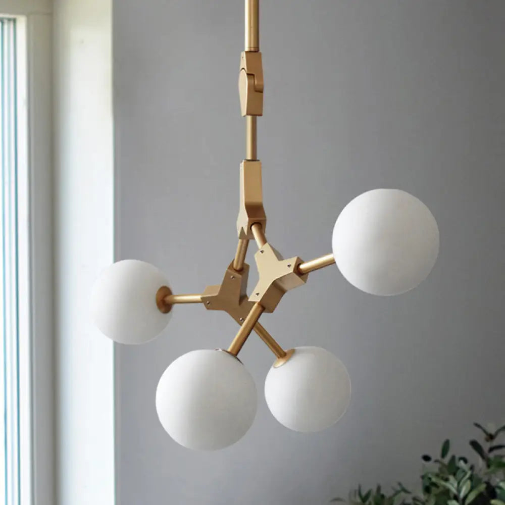 Opal Orb Glass Hanging Chandelier - Modern Molecular Design 3/5/7 Lights Gold 4 /