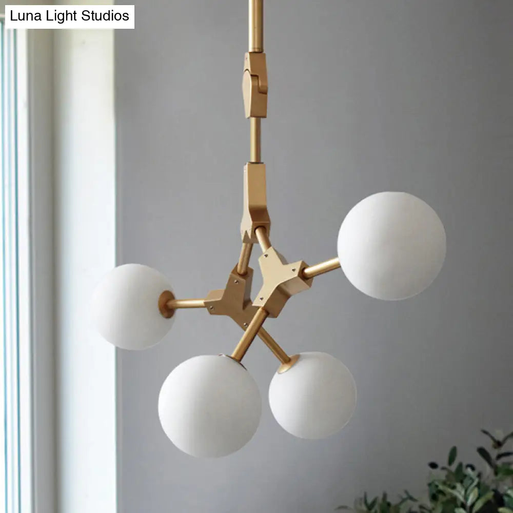 Post-Modern Glass Chandelier In Gold - Molecular Opal Orb 3/5/7 Lights Ideal For Hanging The Sitting