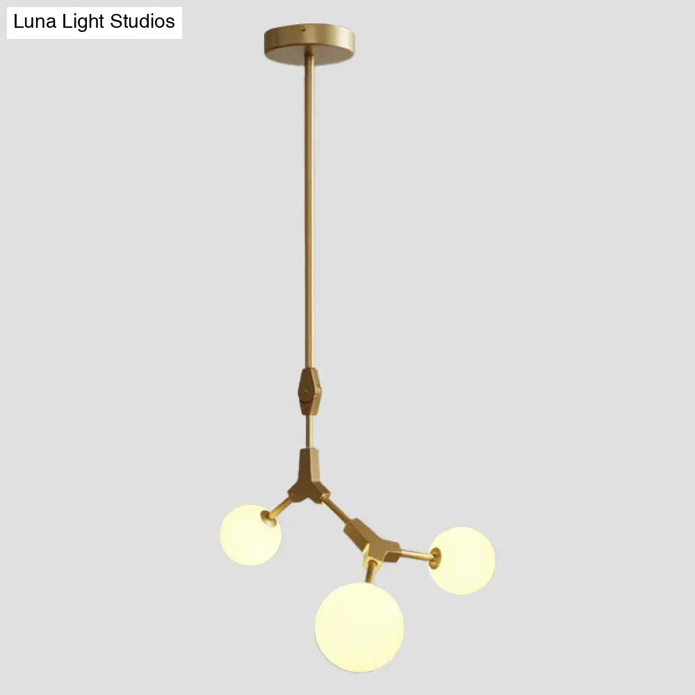 Post-Modern Glass Chandelier In Gold - Molecular Opal Orb 3/5/7 Lights Ideal For Hanging The Sitting