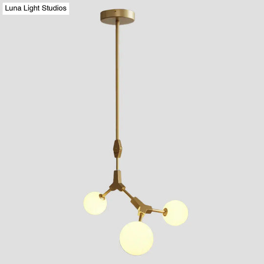 Post-Modern Glass Chandelier In Gold - Molecular Opal Orb 3/5/7 Lights Ideal For Hanging The Sitting