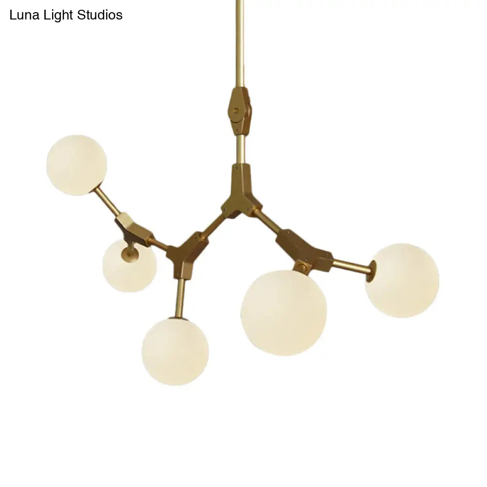 Post-Modern Glass Chandelier In Gold - Molecular Opal Orb 3/5/7 Lights Ideal For Hanging The Sitting