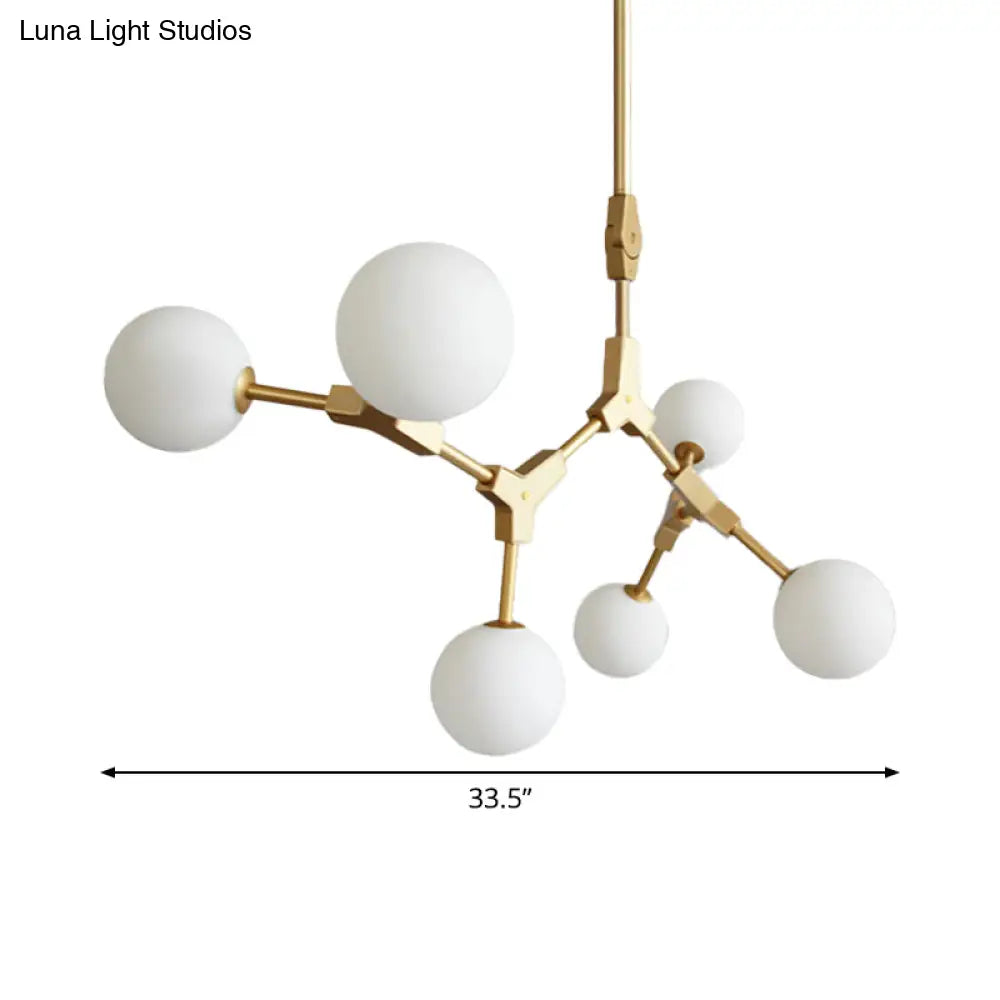 Opal Orb Glass Hanging Chandelier - Modern Molecular Design 3/5/7 Lights Gold