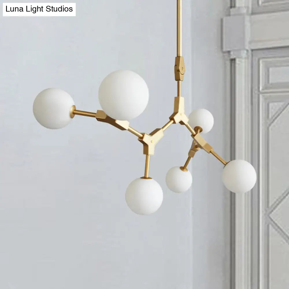 Post-Modern Glass Chandelier In Gold - Molecular Opal Orb 3/5/7 Lights Ideal For Hanging The Sitting