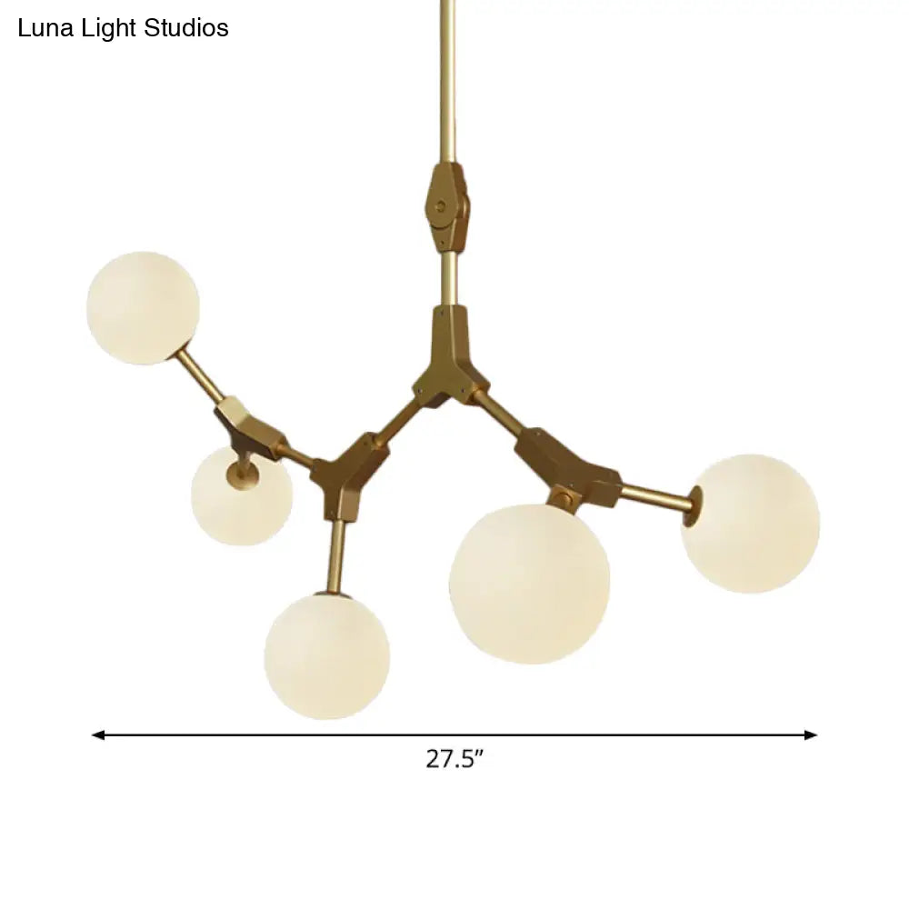 Opal Orb Glass Hanging Chandelier - Modern Molecular Design 3/5/7 Lights Gold