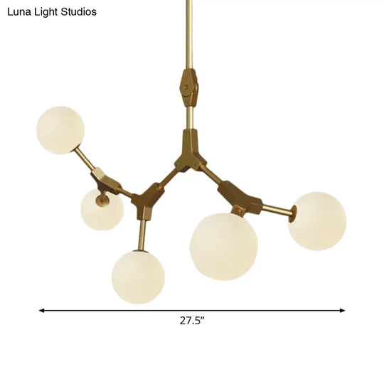 Opal Orb Glass Hanging Chandelier - Modern Molecular Design 3/5/7 Lights Gold