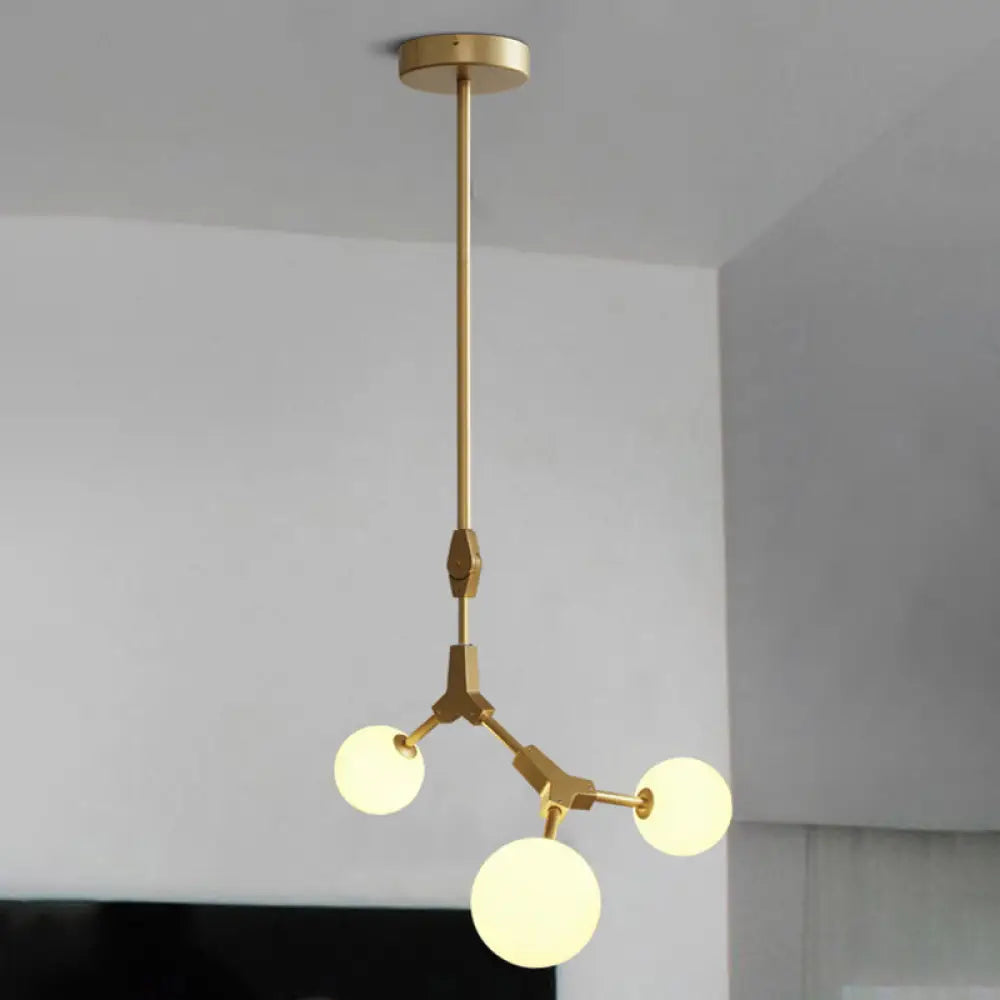 Opal Orb Glass Hanging Chandelier - Modern Molecular Design 3/5/7 Lights Gold 3 /