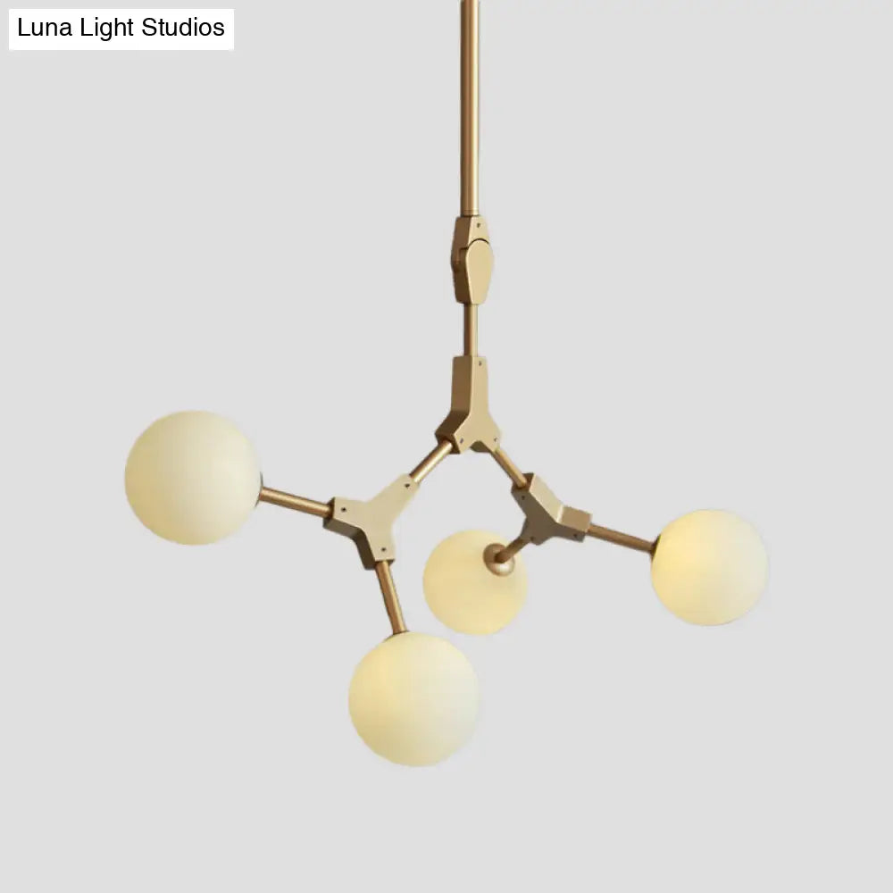 Opal Orb Glass Hanging Chandelier - Modern Molecular Design 3/5/7 Lights Gold