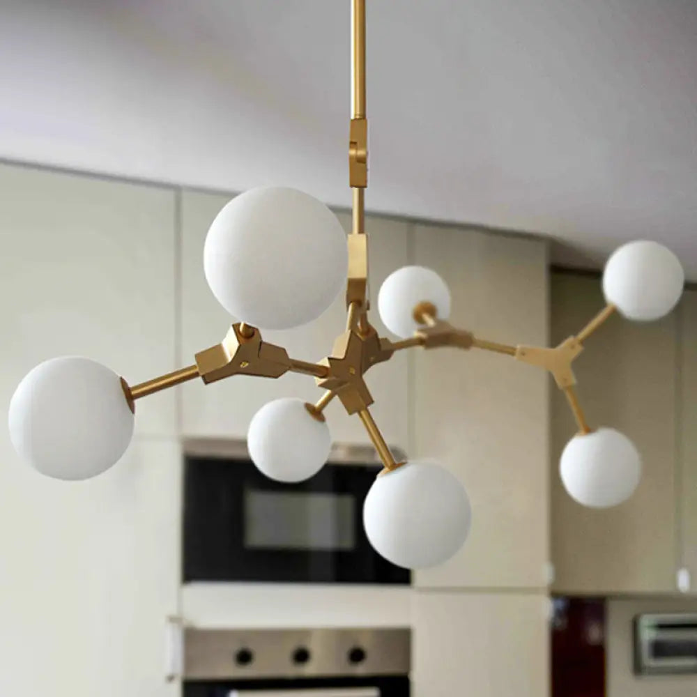 Opal Orb Glass Hanging Chandelier - Modern Molecular Design 3/5/7 Lights Gold 7 /