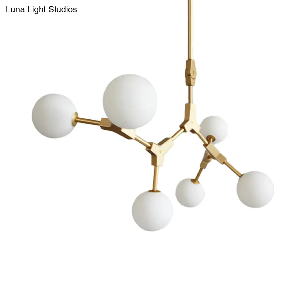 Post-Modern Glass Chandelier In Gold - Molecular Opal Orb 3/5/7 Lights Ideal For Hanging The Sitting