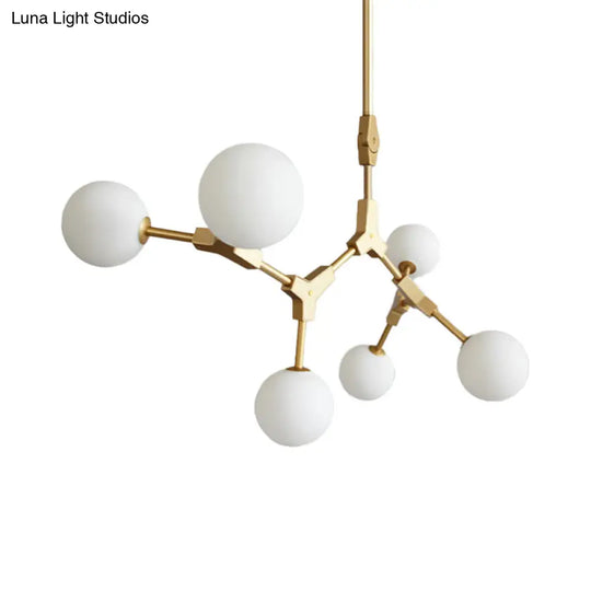 Post-Modern Glass Chandelier In Gold - Molecular Opal Orb 3/5/7 Lights Ideal For Hanging The Sitting