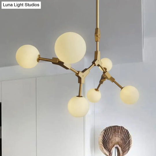 Post-Modern Glass Chandelier In Gold - Molecular Opal Orb 3/5/7 Lights Ideal For Hanging The Sitting