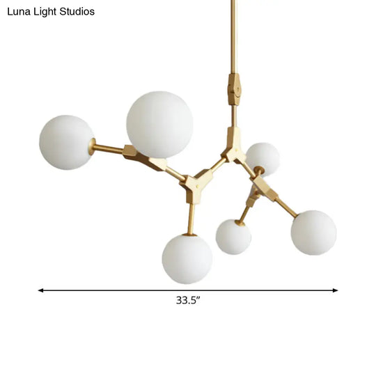 Post-Modern Glass Chandelier In Gold - Molecular Opal Orb 3/5/7 Lights Ideal For Hanging The Sitting