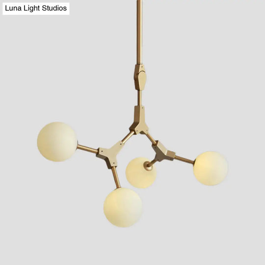 Post-Modern Glass Chandelier In Gold - Molecular Opal Orb 3/5/7 Lights Ideal For Hanging The Sitting