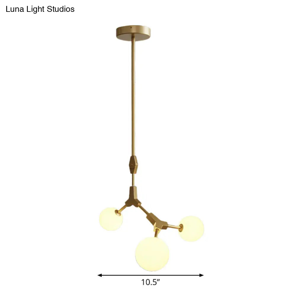 Post-Modern Glass Chandelier In Gold - Molecular Opal Orb 3/5/7 Lights Ideal For Hanging The Sitting