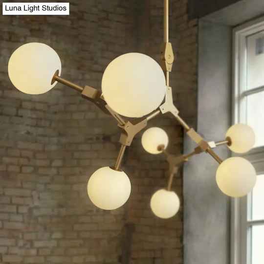 Post-Modern Glass Chandelier In Gold - Molecular Opal Orb 3/5/7 Lights Ideal For Hanging The Sitting