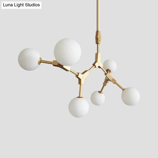 Post-Modern Glass Chandelier In Gold - Molecular Opal Orb 3/5/7 Lights Ideal For Hanging The Sitting