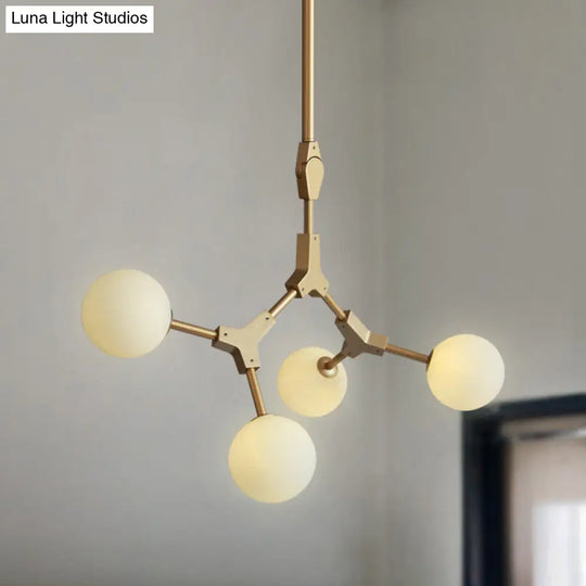 Opal Orb Glass Hanging Chandelier - Modern Molecular Design 3/5/7 Lights Gold