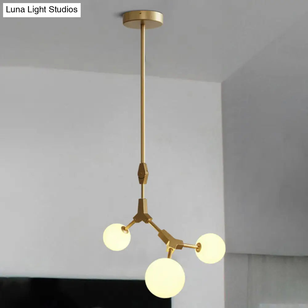 Post-Modern Glass Chandelier In Gold - Molecular Opal Orb 3/5/7 Lights Ideal For Hanging The Sitting