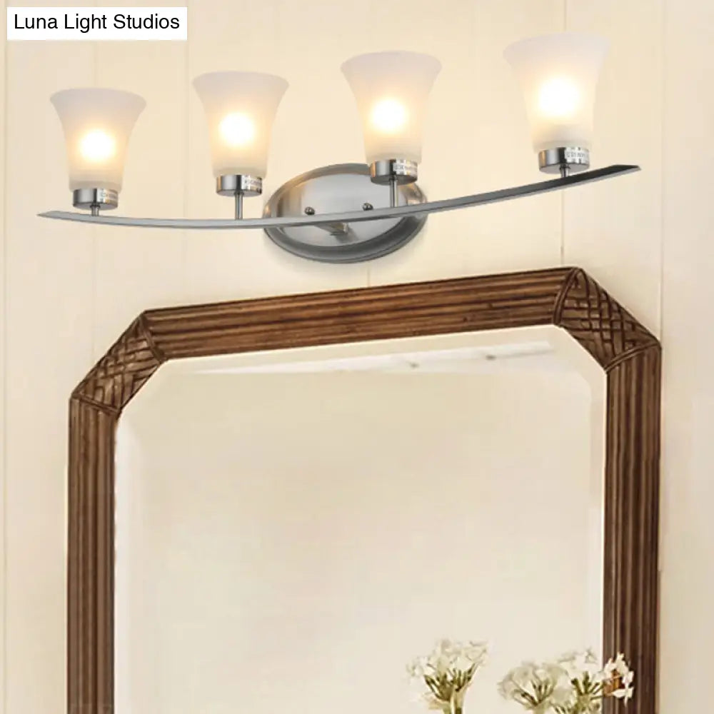 Opal White Glass Wall Sconces - 4 American Simplicity Lights For Bathroom Vanity
