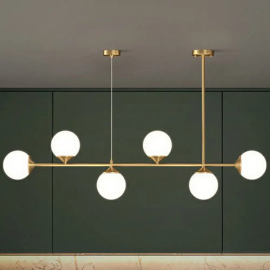 Opaline Glass Ball Pendant Light For Minimalist Dining Room Island 6 / Gold