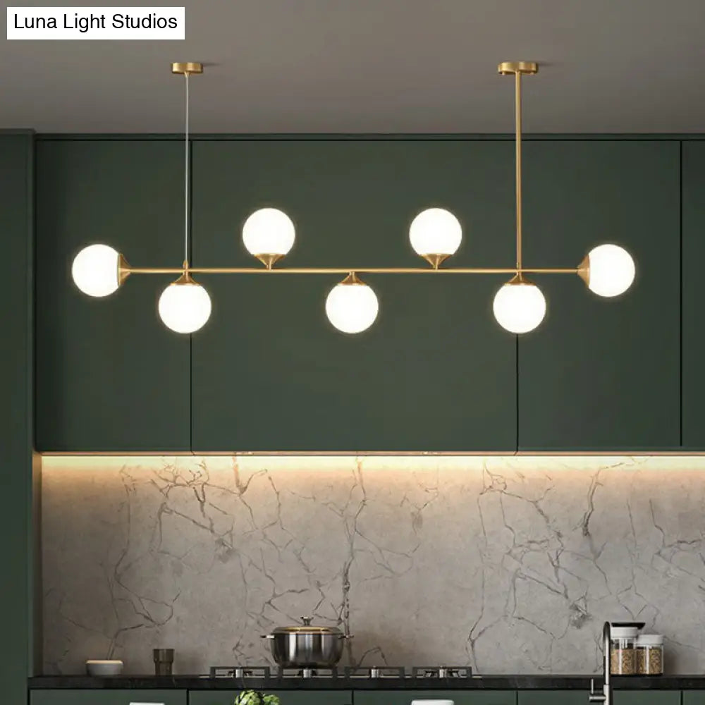 Opaline Glass Ball Pendant Light For Minimalist Dining Room Island