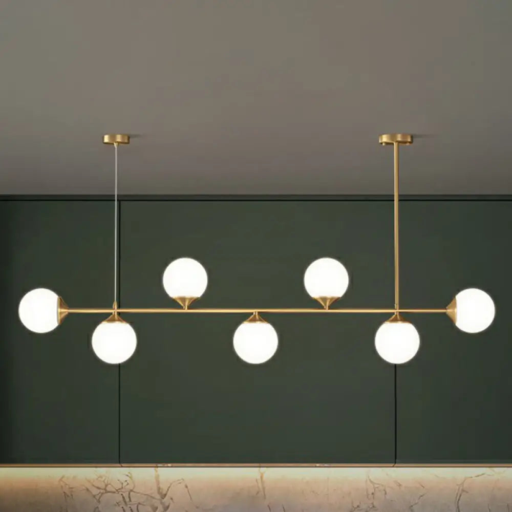 Opaline Glass Ball Pendant Light For Minimalist Dining Room Island 7 / Gold