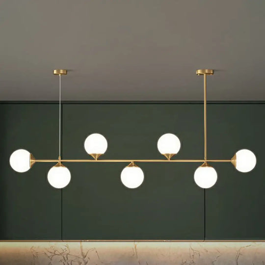 Opaline Glass Ball Pendant Light For Minimalist Dining Room Island 7 / Gold