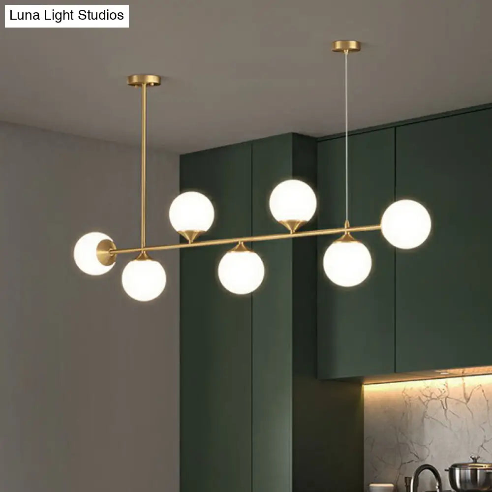 Opaline Glass Ball Pendant Light For Minimalist Dining Room Island