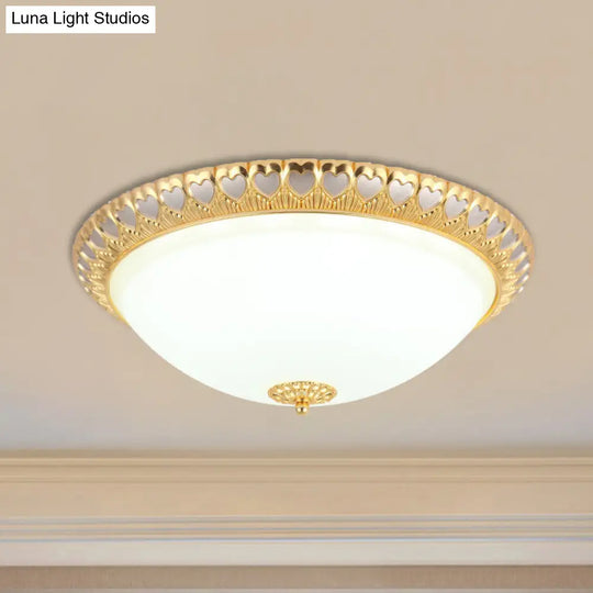 Opaline Glass Led Flush Light With Heart - Edged Dome Shade In Grey/Blue – Stylish Ceiling Mount