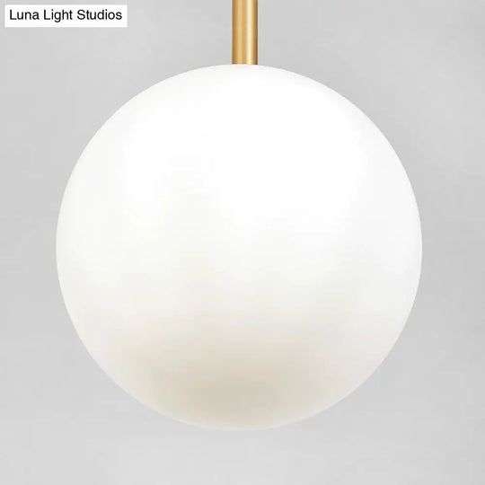 Opaline Glass Minimalist Pendant Ball Bedside Light Brass Suspension - 1-Light