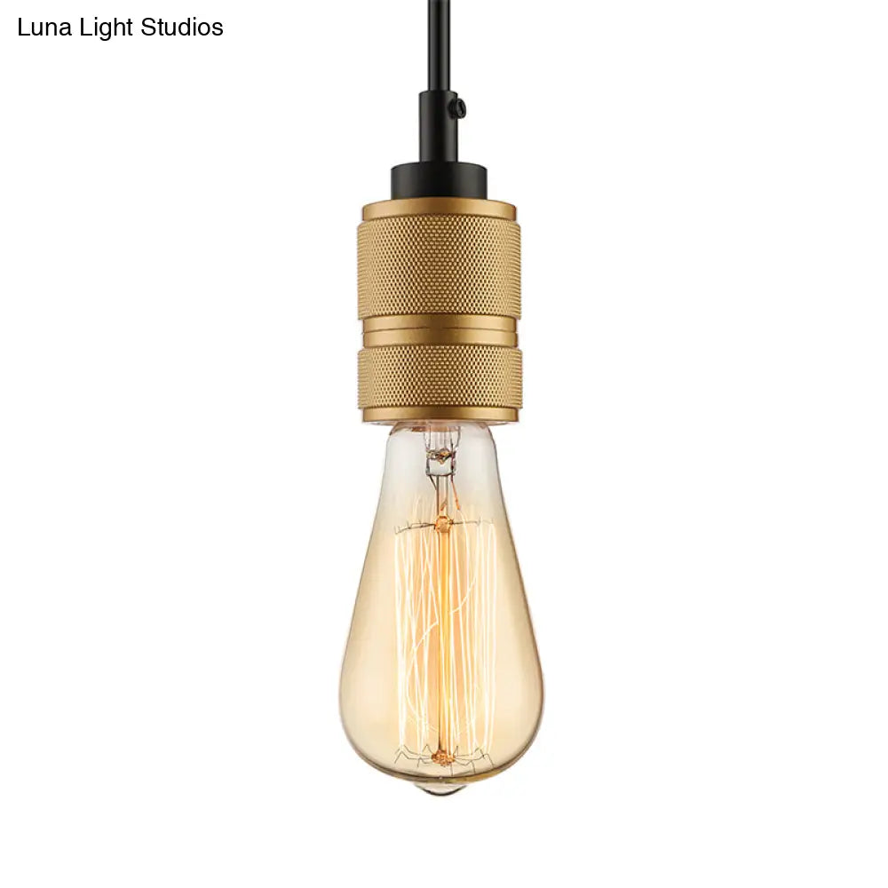 Open Bulb Retro Industrial Pendant Light - Gold Adjustable Cord