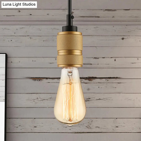 Open Bulb Retro Industrial Pendant Light - Gold Adjustable Cord