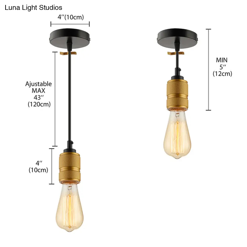 Open Bulb Retro Industrial Pendant Light - Gold Adjustable Cord