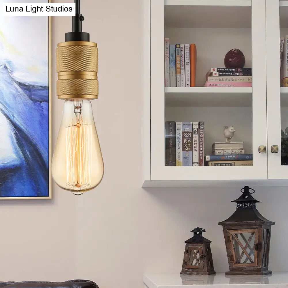 Open Bulb Retro Industrial Pendant Light - Gold Adjustable Cord