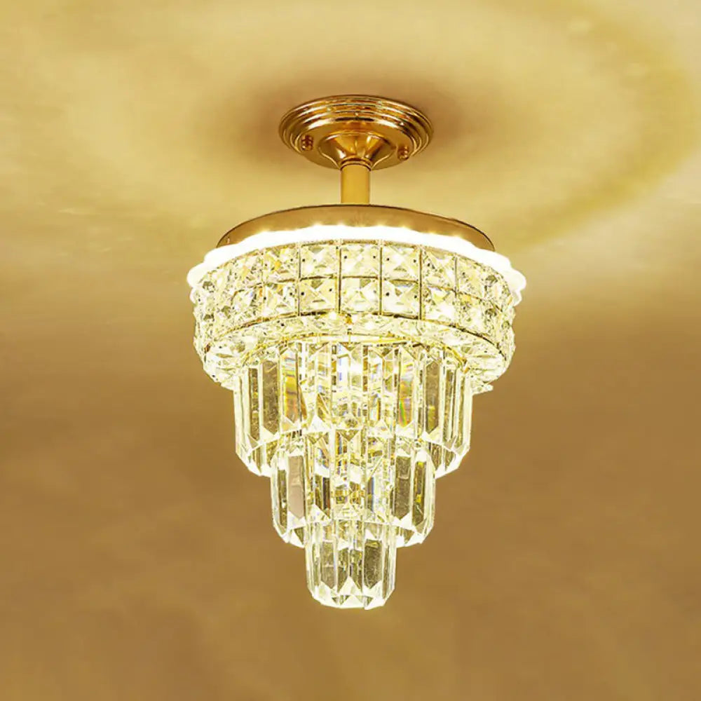 Optical Crystal Foyer Chandelier: Minimalist Brass Pendant Clear