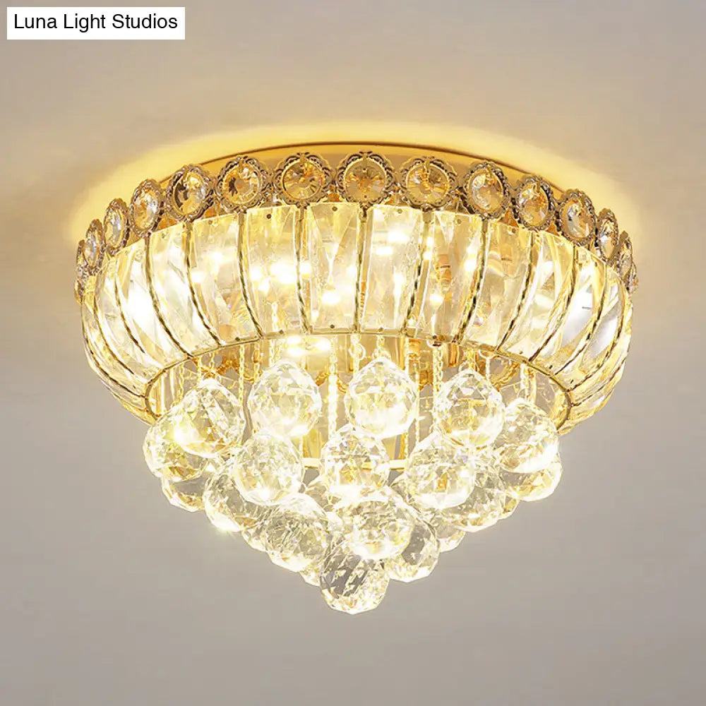 Opulent Crystal Gold Gourd Led Flush Ceiling Light