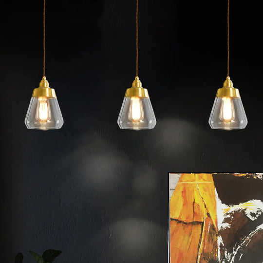 Opulent Multi Light Pendant - Elegant Gold Finish Clear Glass Tapered Design 2/3 Heads Round/Linear